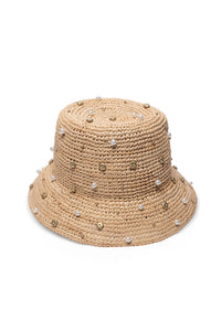 LULI HAT - Embellished Bucket Hat  • Natural