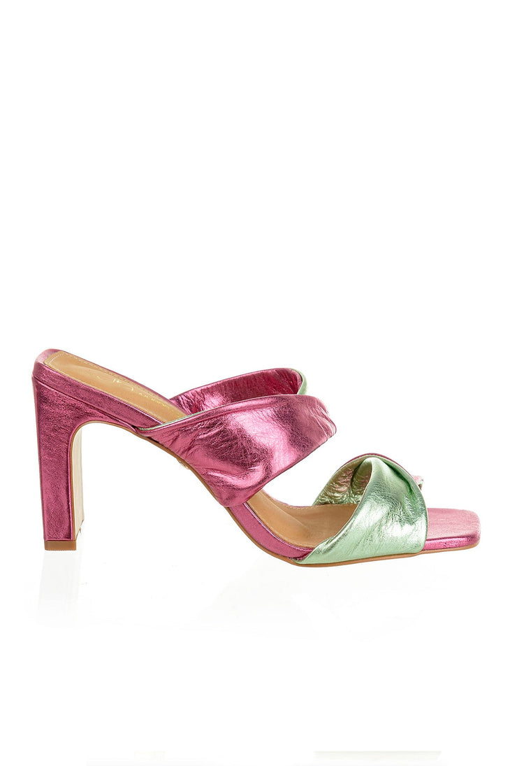 SHOES - Metallic Block Heel • Mettalic Fuchsia