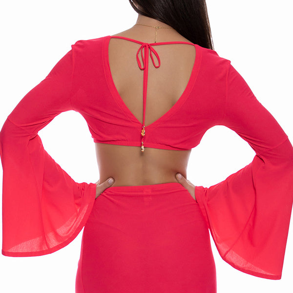 COSITA BUENA - Bell Sleeve Crop Top & Ruffle Sarong Mini Skirt • Elect –  Luli Fama EU