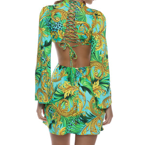 PALM ISLAND - Deep V Ring Cut Out Short Dress