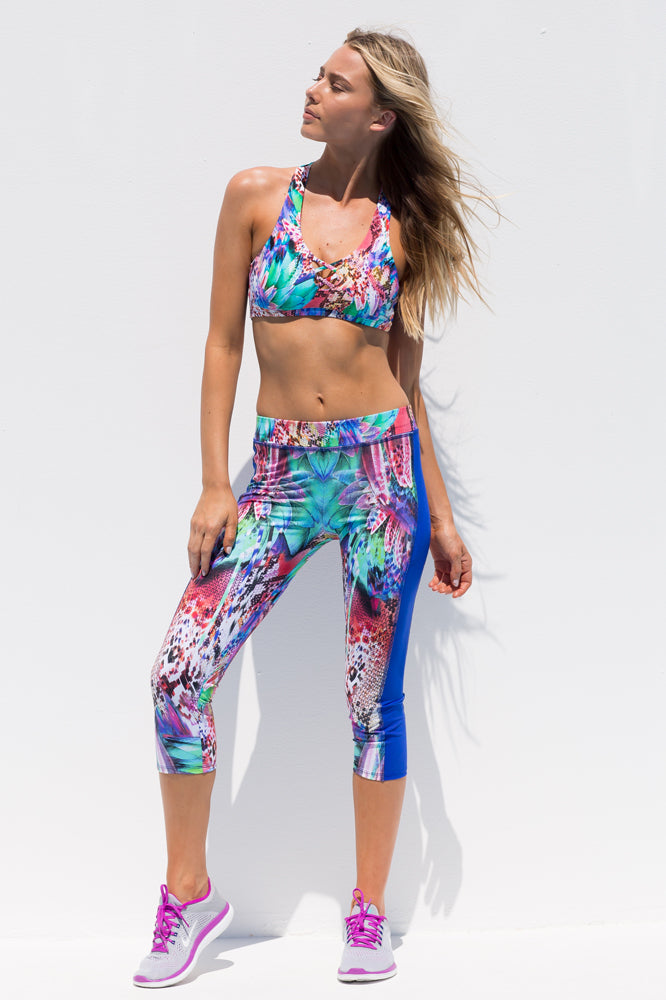 Floral Print Sports Bra with Tights