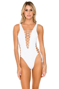 COSTA DEL SOL - Open Side One Piece Bodysuit • White