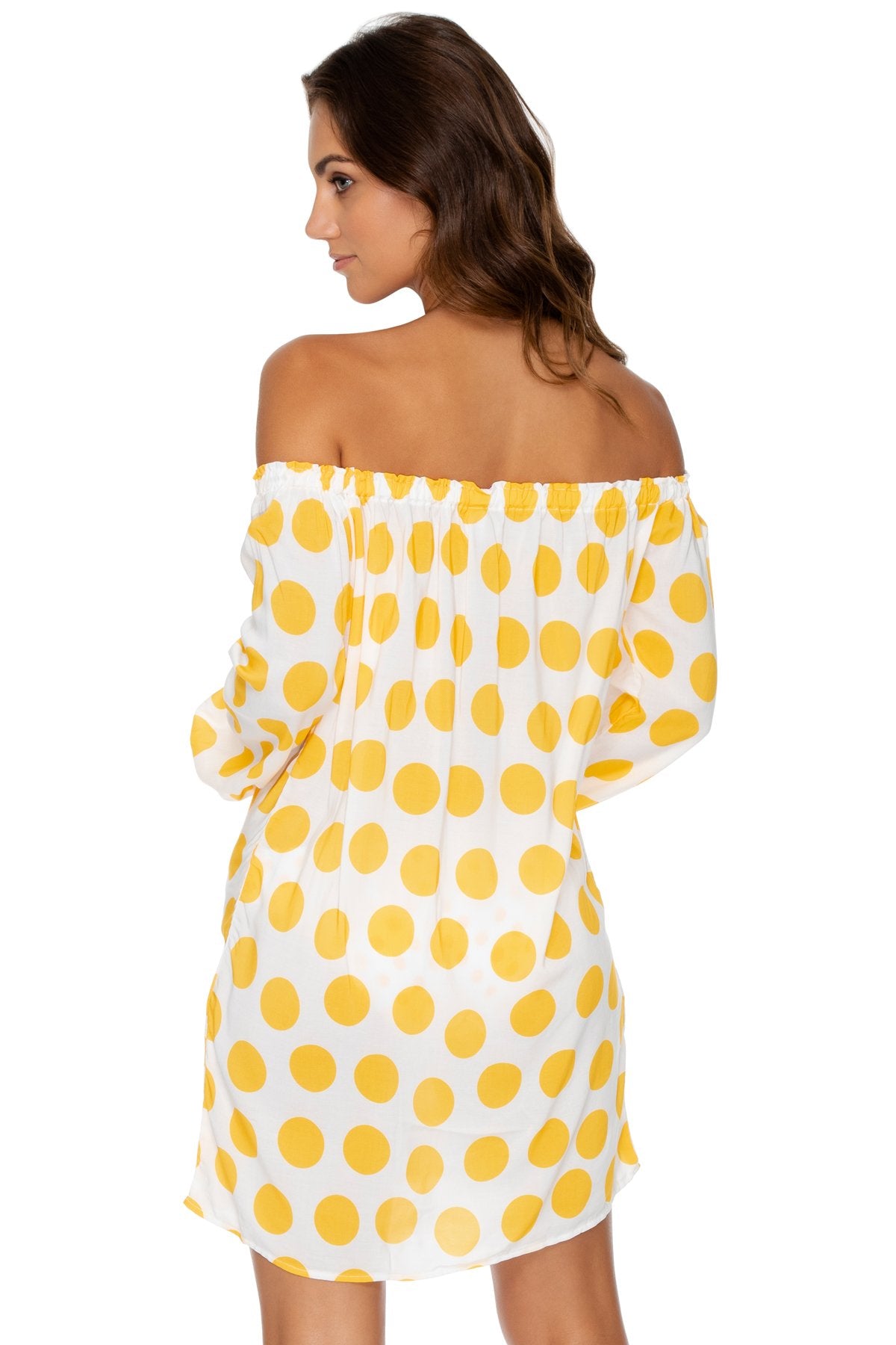 Itsy Bitsy Bubble Sleeve Yellow Polka Dot Cover Up Dress – Luli Fama